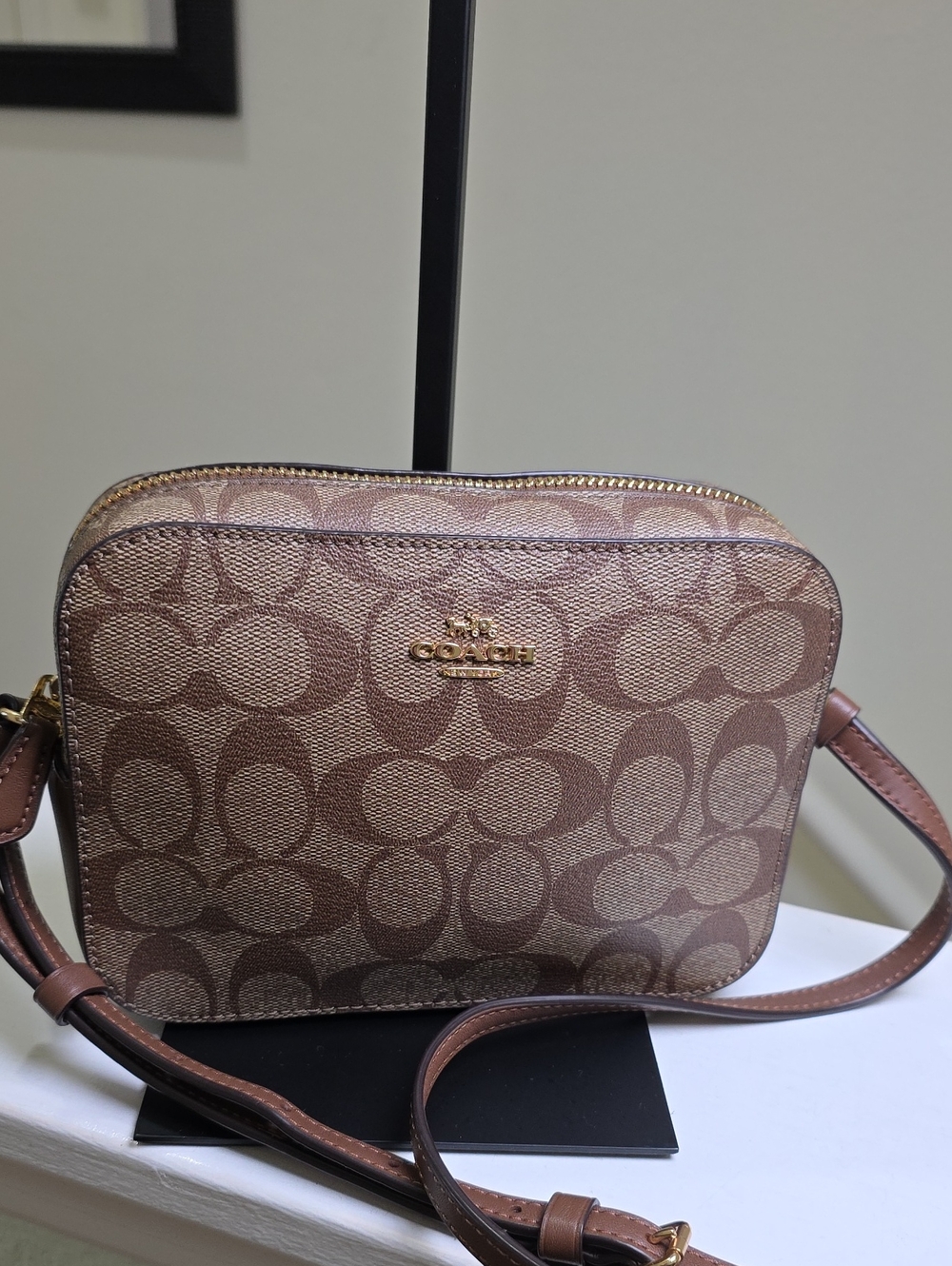 COACH 91677 Mini Camera Bag in Khaki Signature Print Goldtone Hardware Like New - Picture 3 of 16